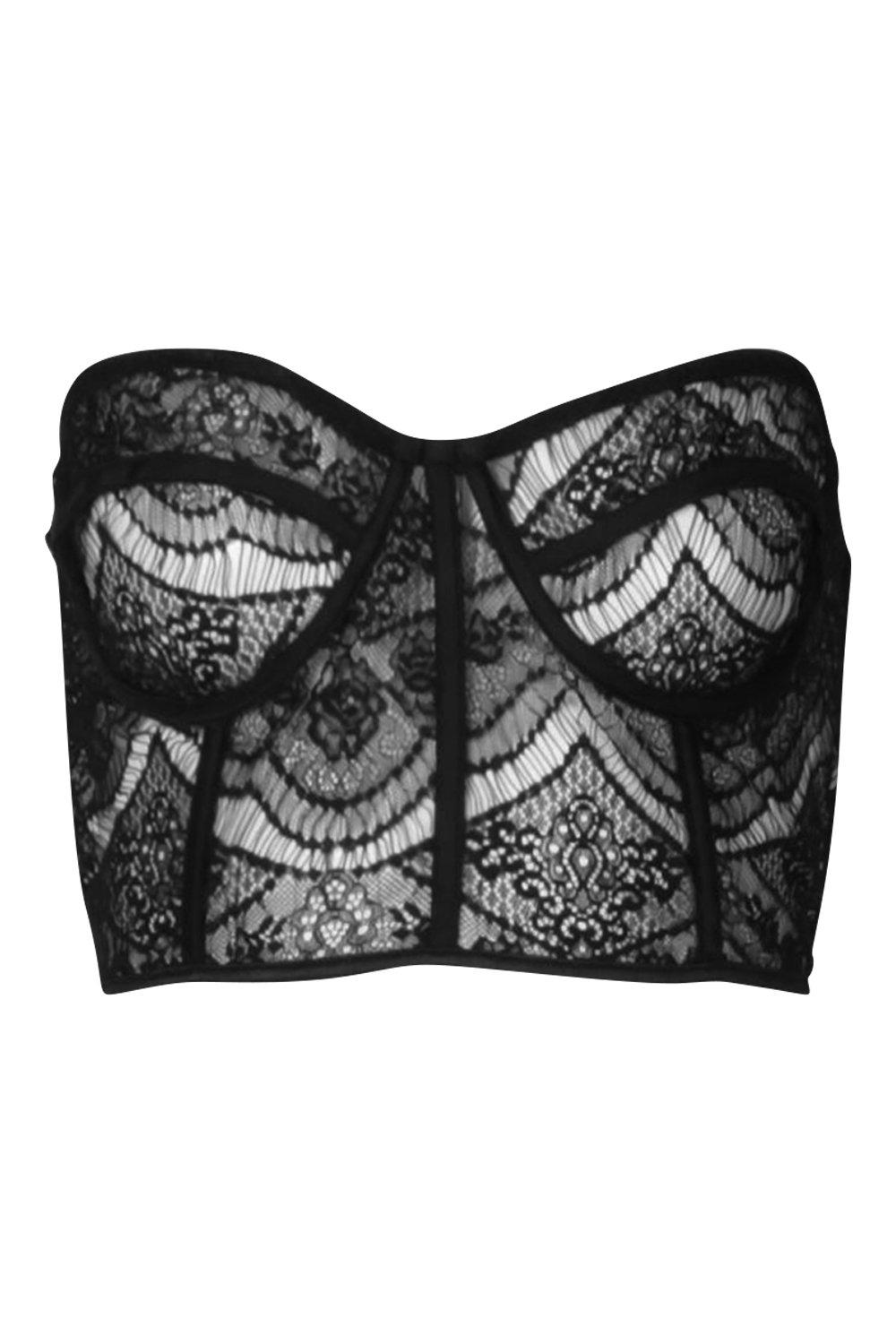 black bustier top lace