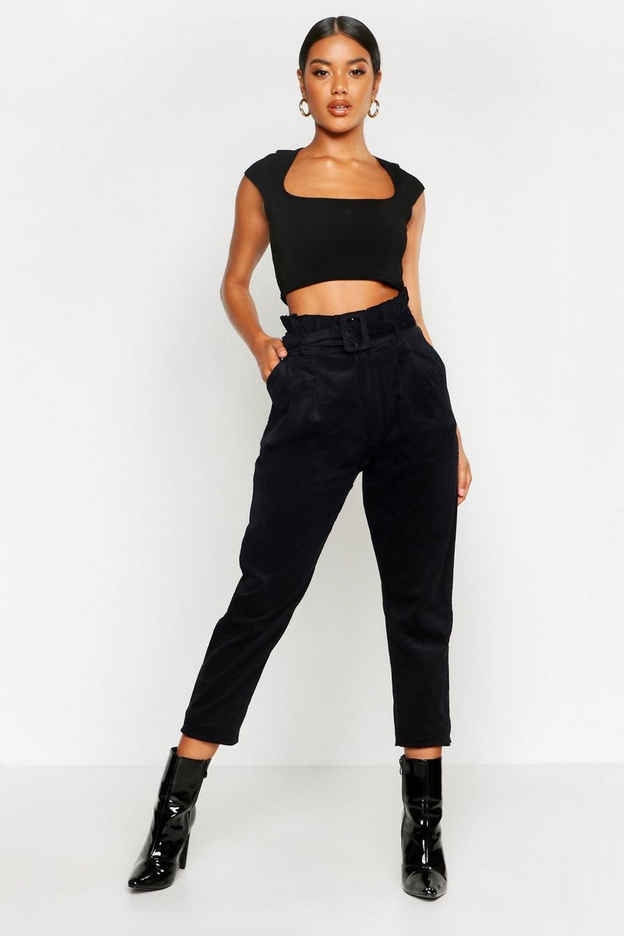 Baby Cord Belted Paperbag Waist Pants image number 1