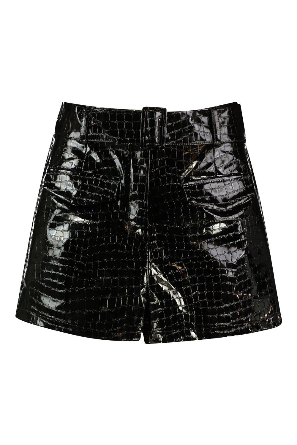 Mock Croc Faux Leather Belted Shorts | boohoo