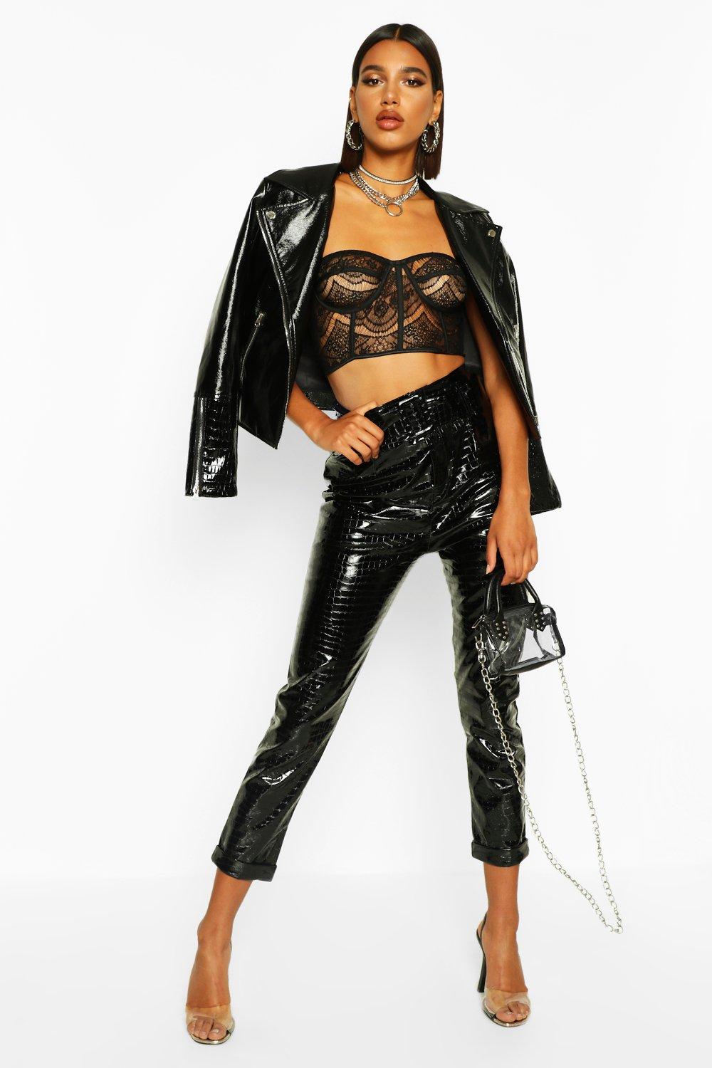 croc faux leather pants