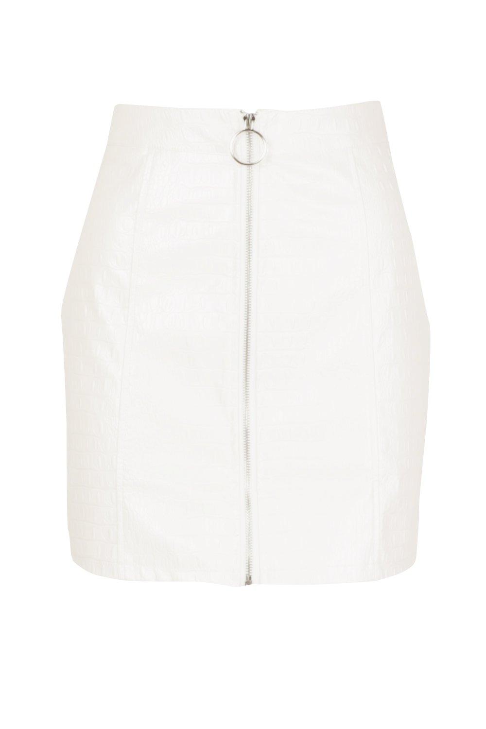 Mock Croc Leather Look Mini Skirt boohoo IL