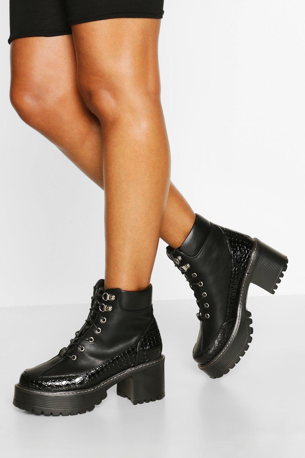 croc platform boots