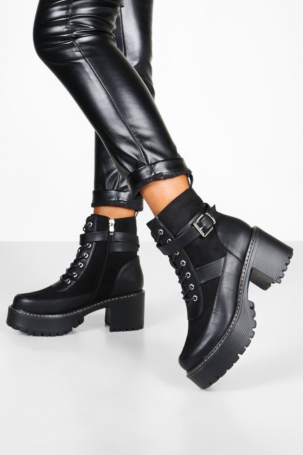 boohoo boots black