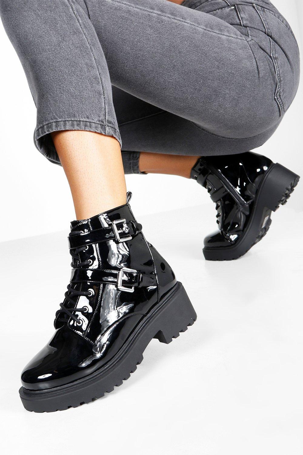 boohoo patent boots