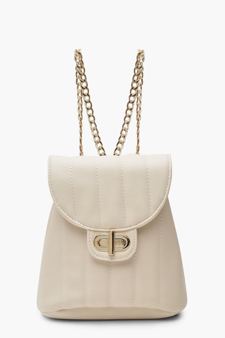 Nude Panel Mini Quilted Lock & Chain Rucksack image number 1