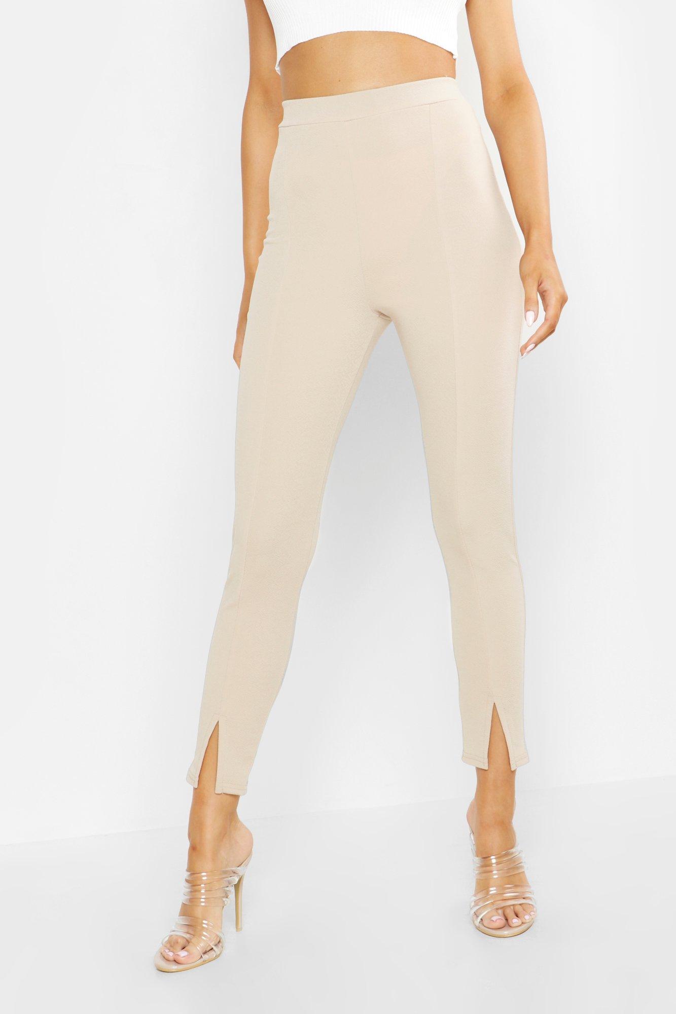 Seam Front Split Hem Tailored Leggings