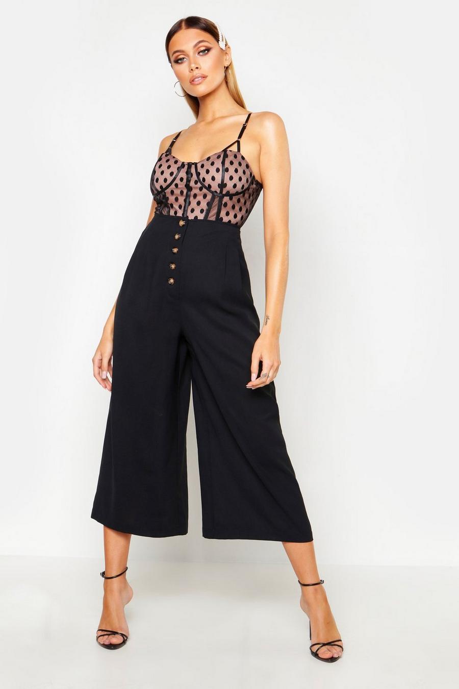 Button Front Tailored Pleated Culottes image number 1