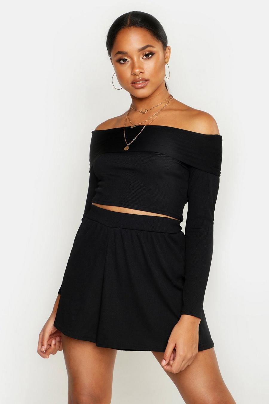 Off The Shoulder Top & Short Rib Two-Piece image number 1