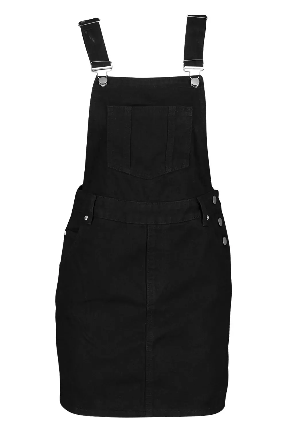 Chakala - Happiness Black - Dark grey denim dungaree dress with smiley  faces - Molo