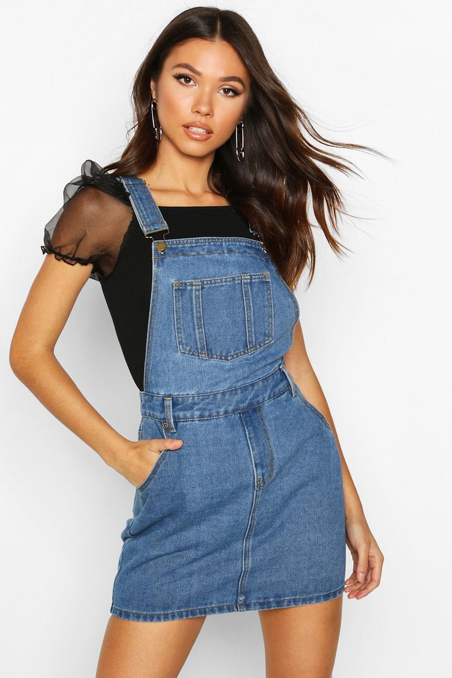 Mid blue Denim Overall Pinafore Dress image number 1
