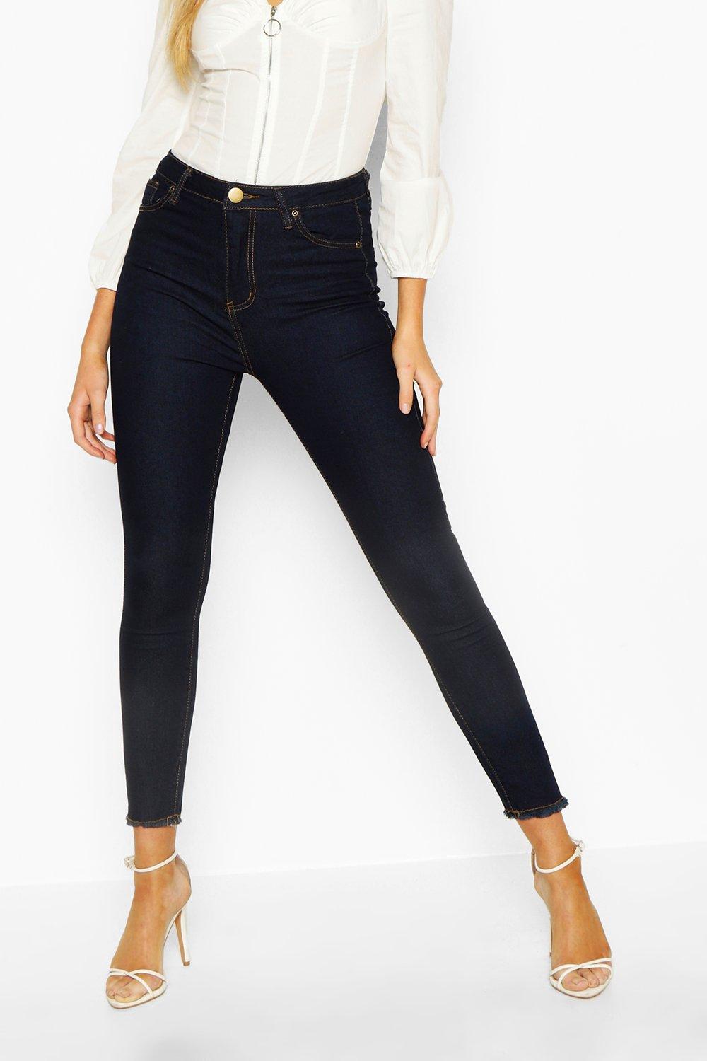 black skinny jeans frayed hem