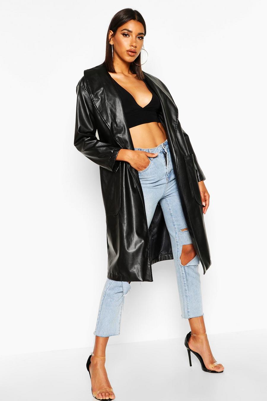 Belted Faux Leather Jacket image number 1