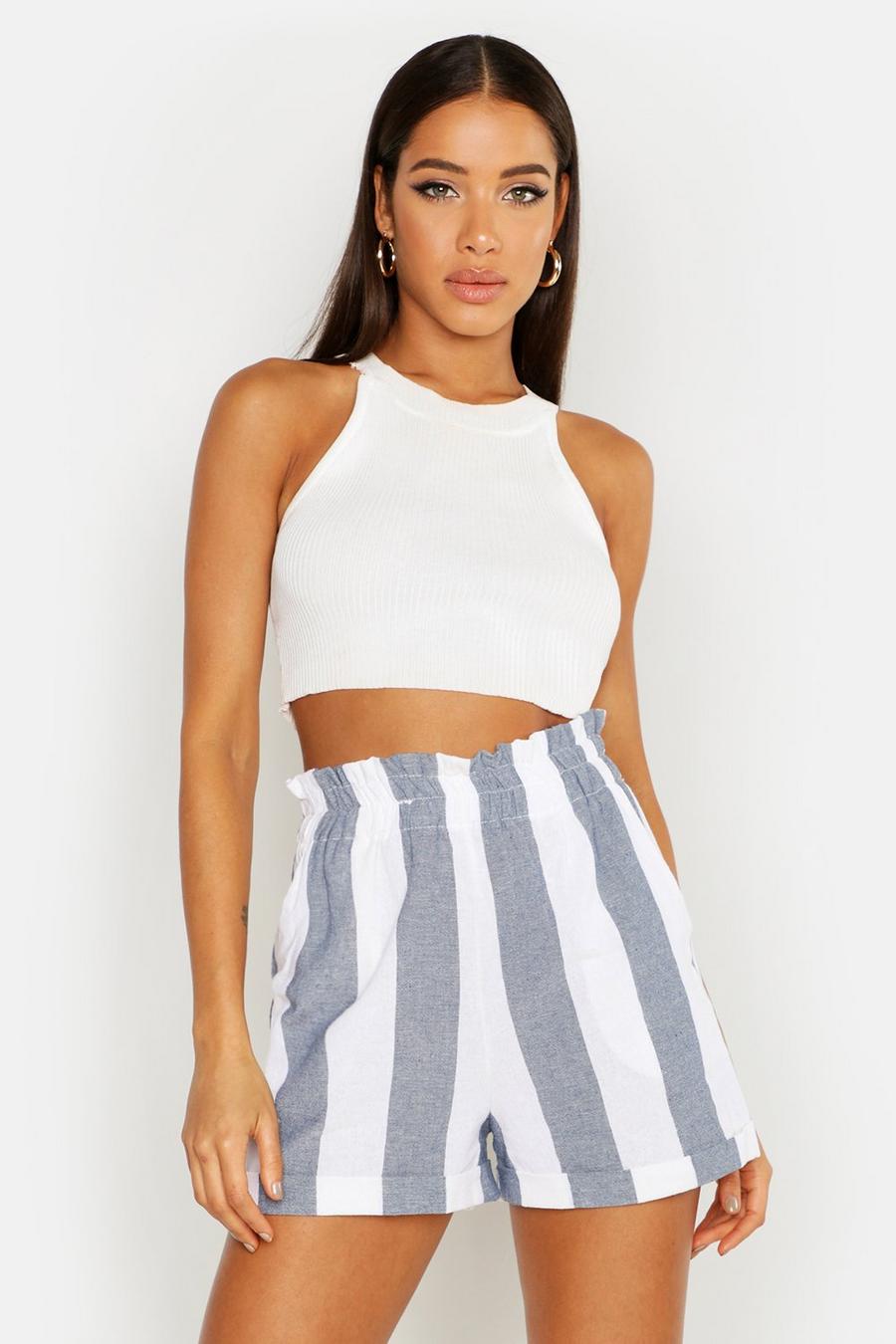 Wide Stripe Linen Shorts image number 1