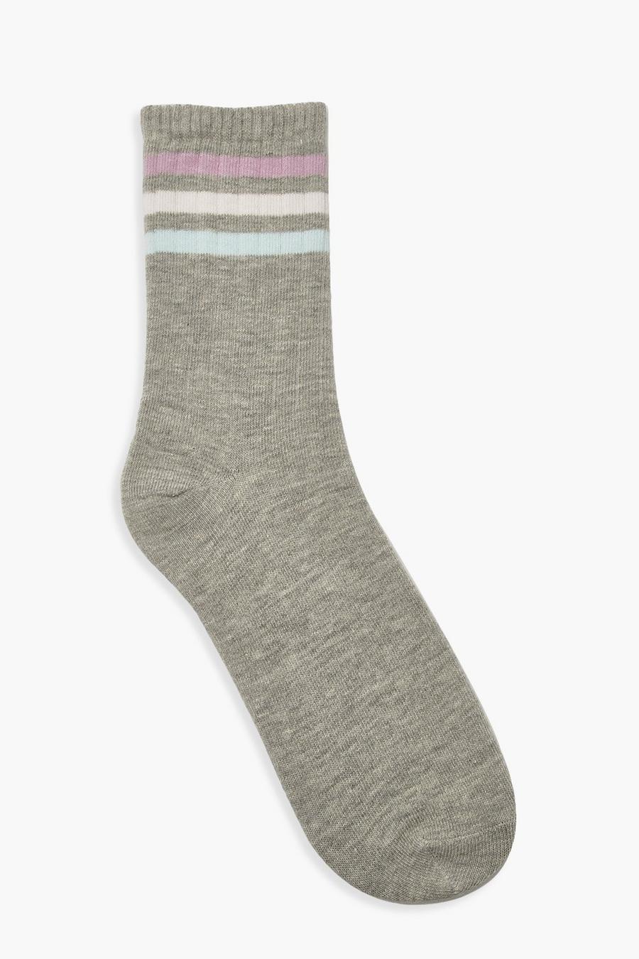 Grey marl Pastel Sports Stripe Socks image number 1