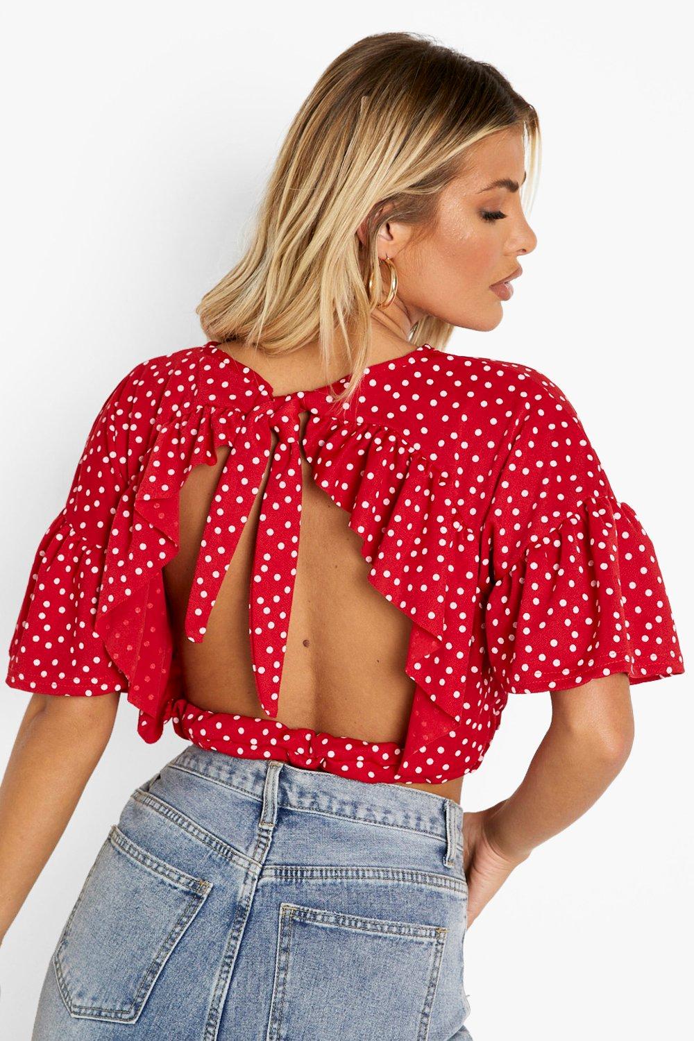 Polka dot best sale ruffle sleeve top