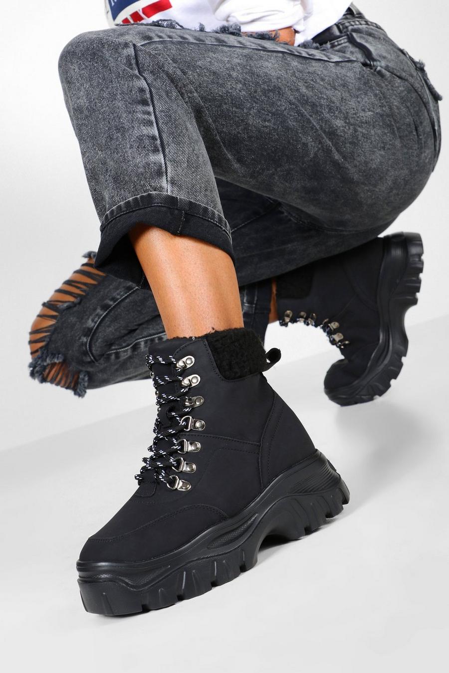 Shearling Cuff Chunky Hiker Sneakers image number 1