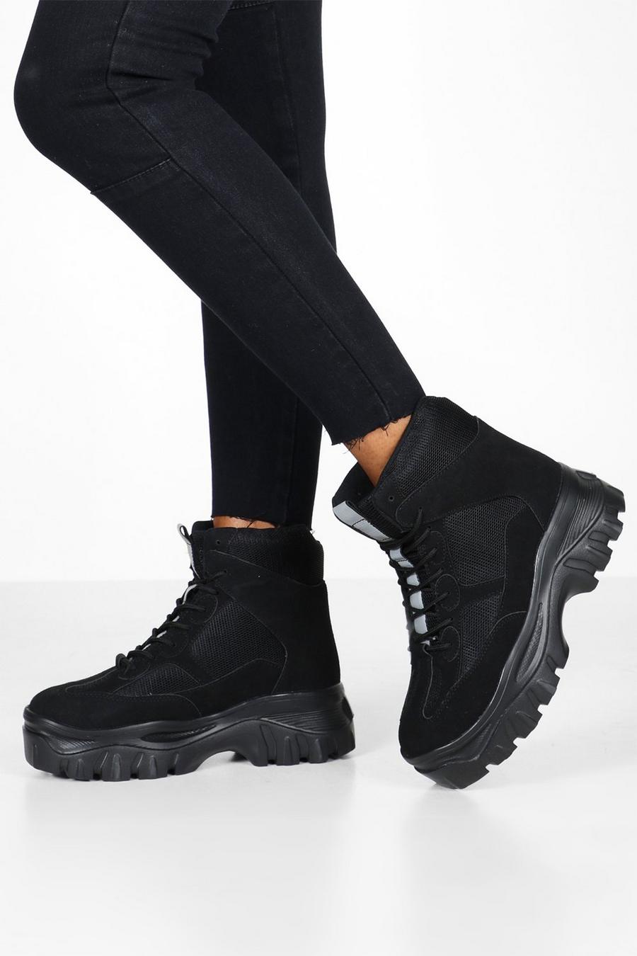 Lace Up Chunky Platform Hiker Sneakers | boohoo