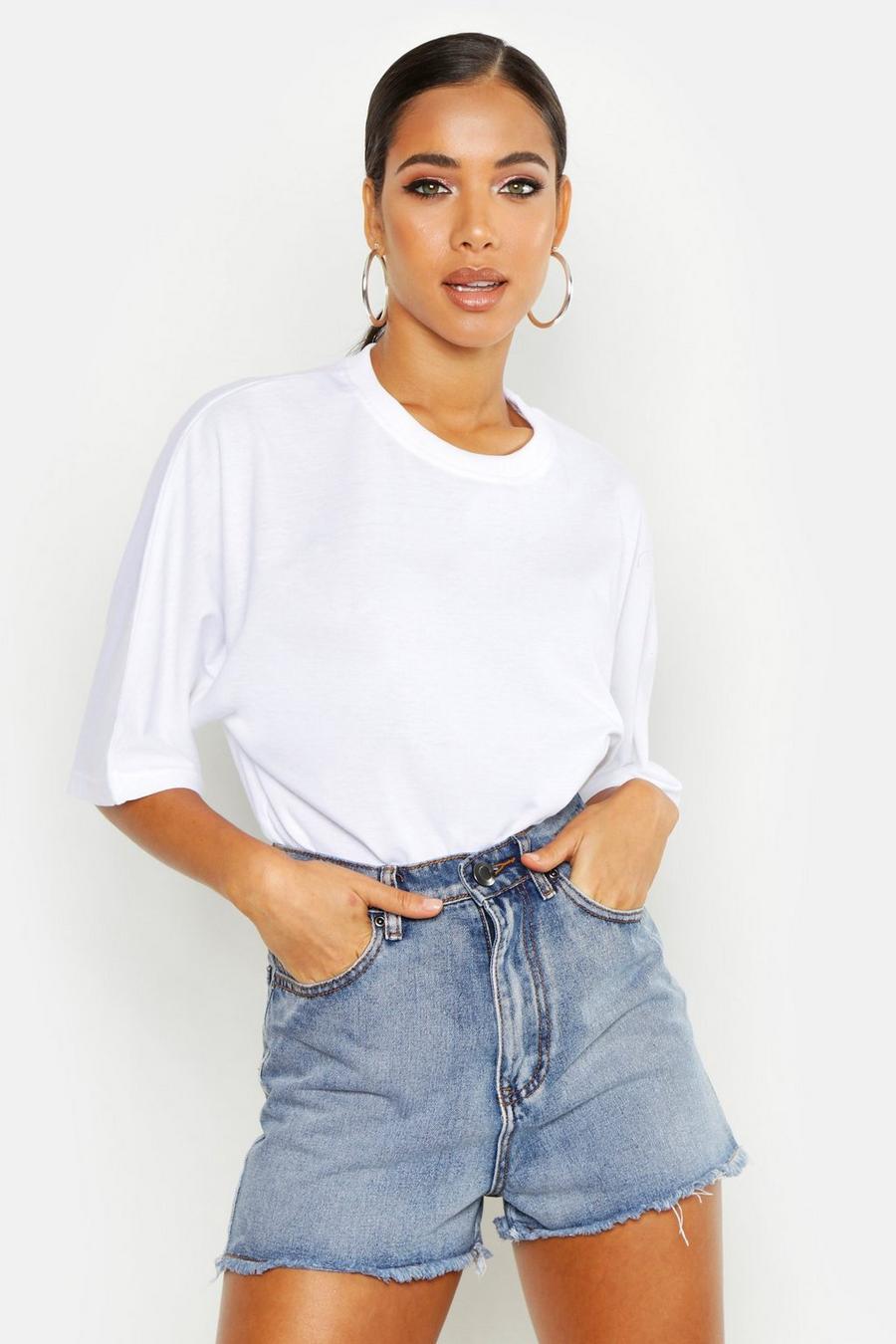 T-shirt oversize en coton à manches chauve-souris, Blanc image number 1