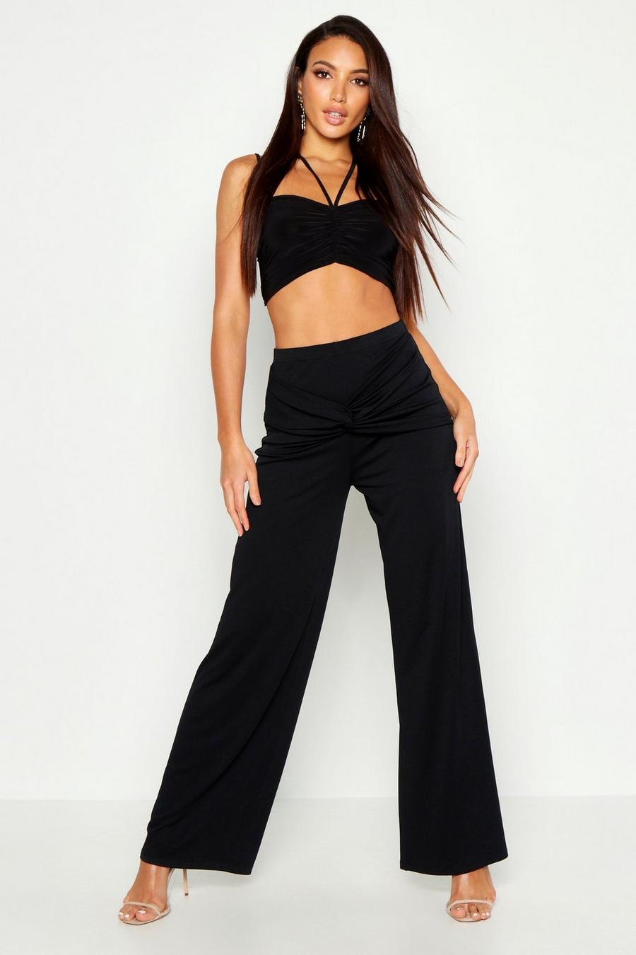 Knot Front Wide Leg Pants image number 1