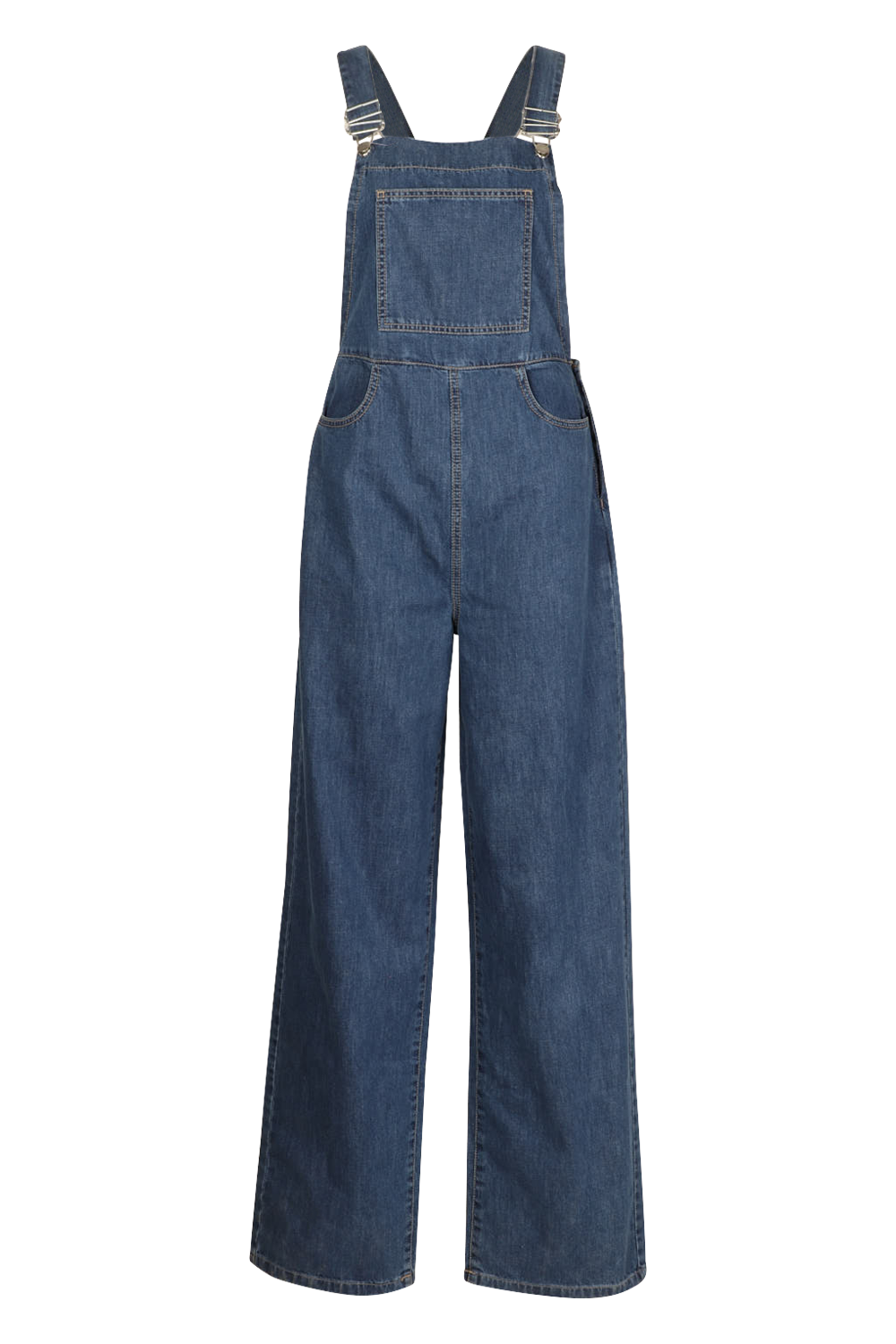 denim wide leg dungarees