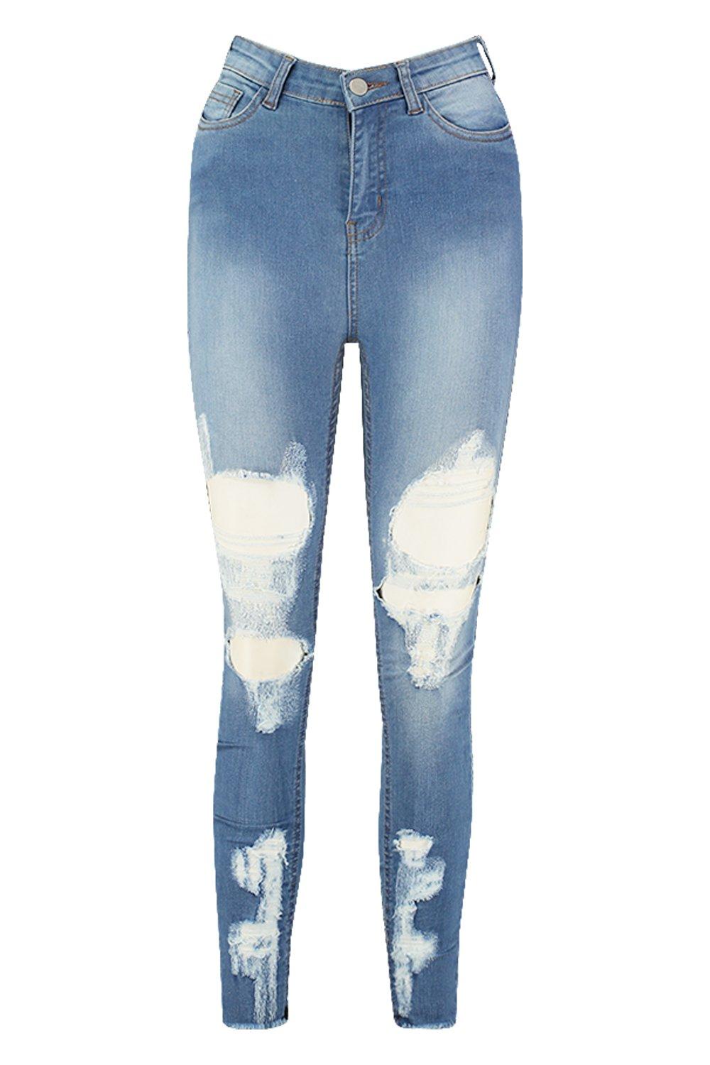 Power Stretch High Rise Distressed Skinny Jeans