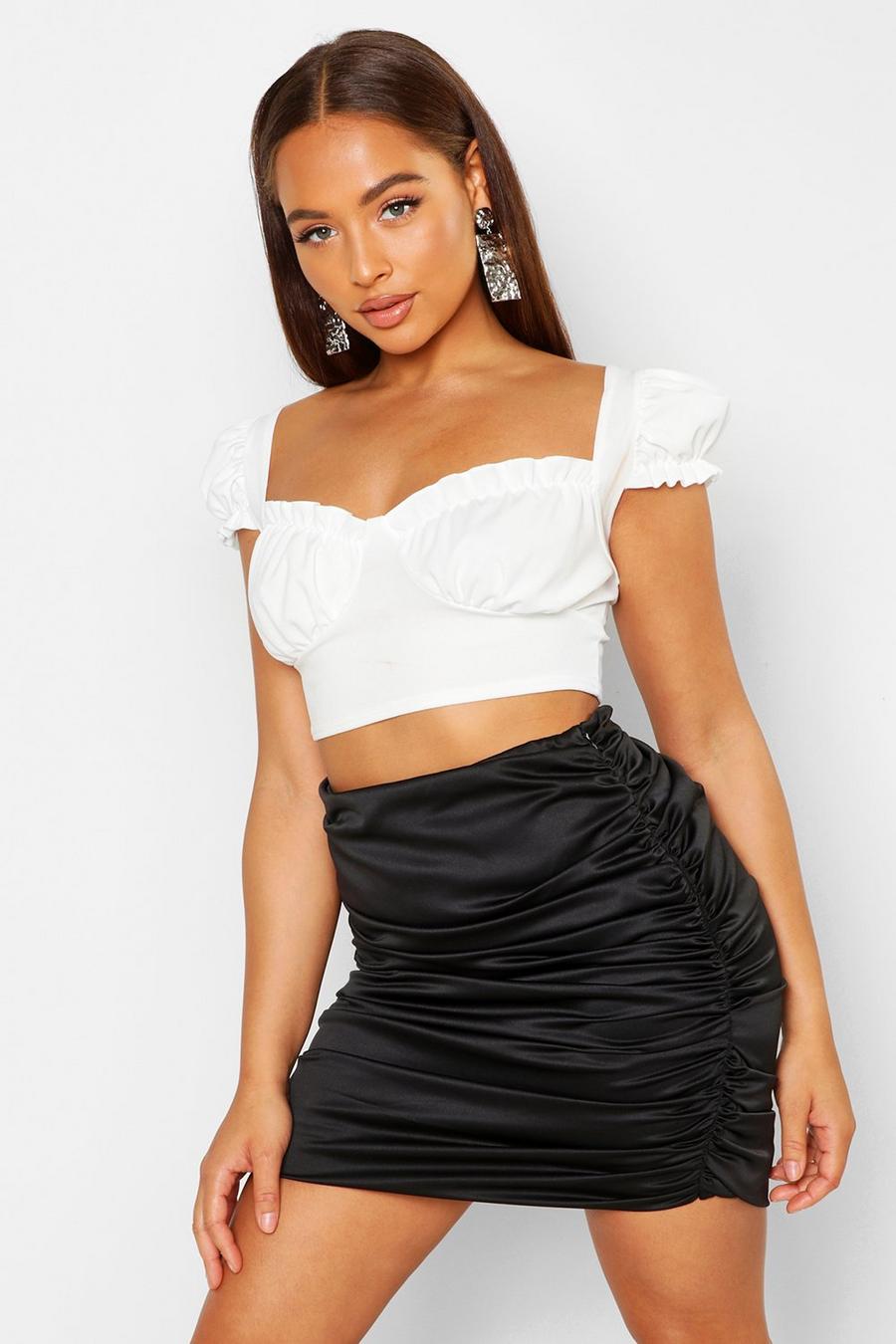 Satin Ruched Mini Skirt image number 1