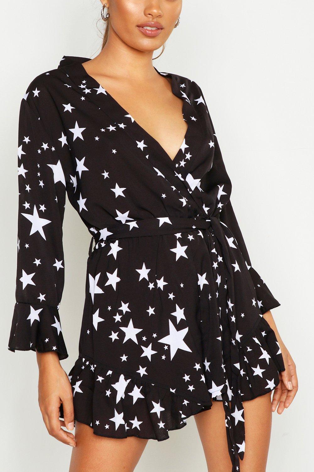 Boohoo star wrap outlet dress