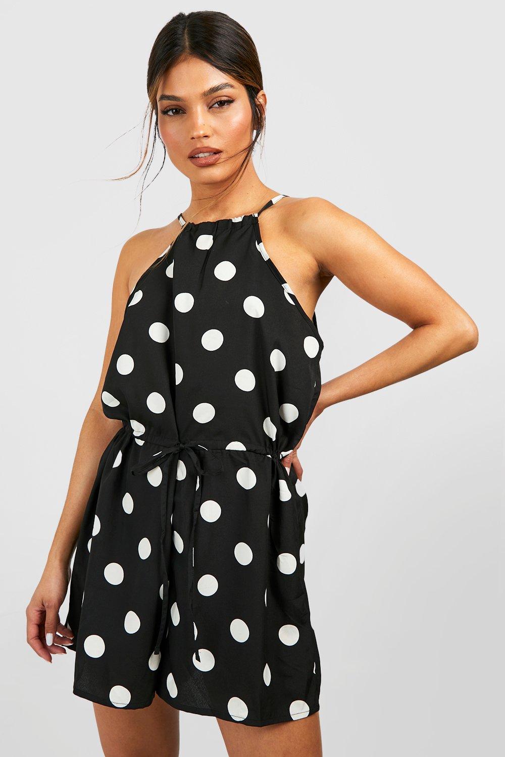 Polka Dot Strappy Playsuit