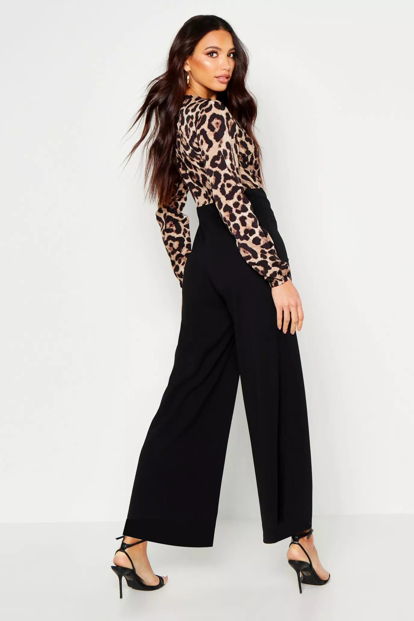 Leopard print cheap wide leg jumpsuit