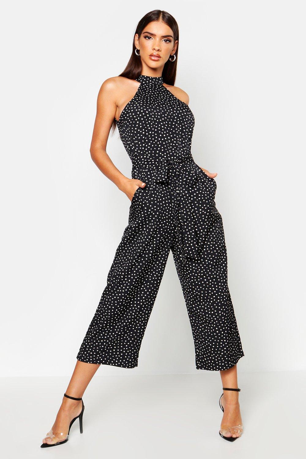 polka dot culotte jumpsuit