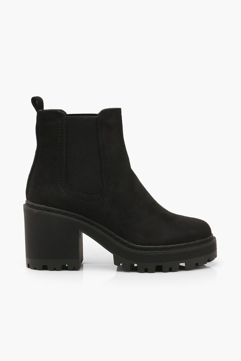 chunky block heel chelsea boots