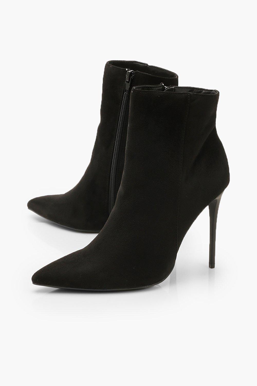 Black pointed stiletto ankle boots hotsell