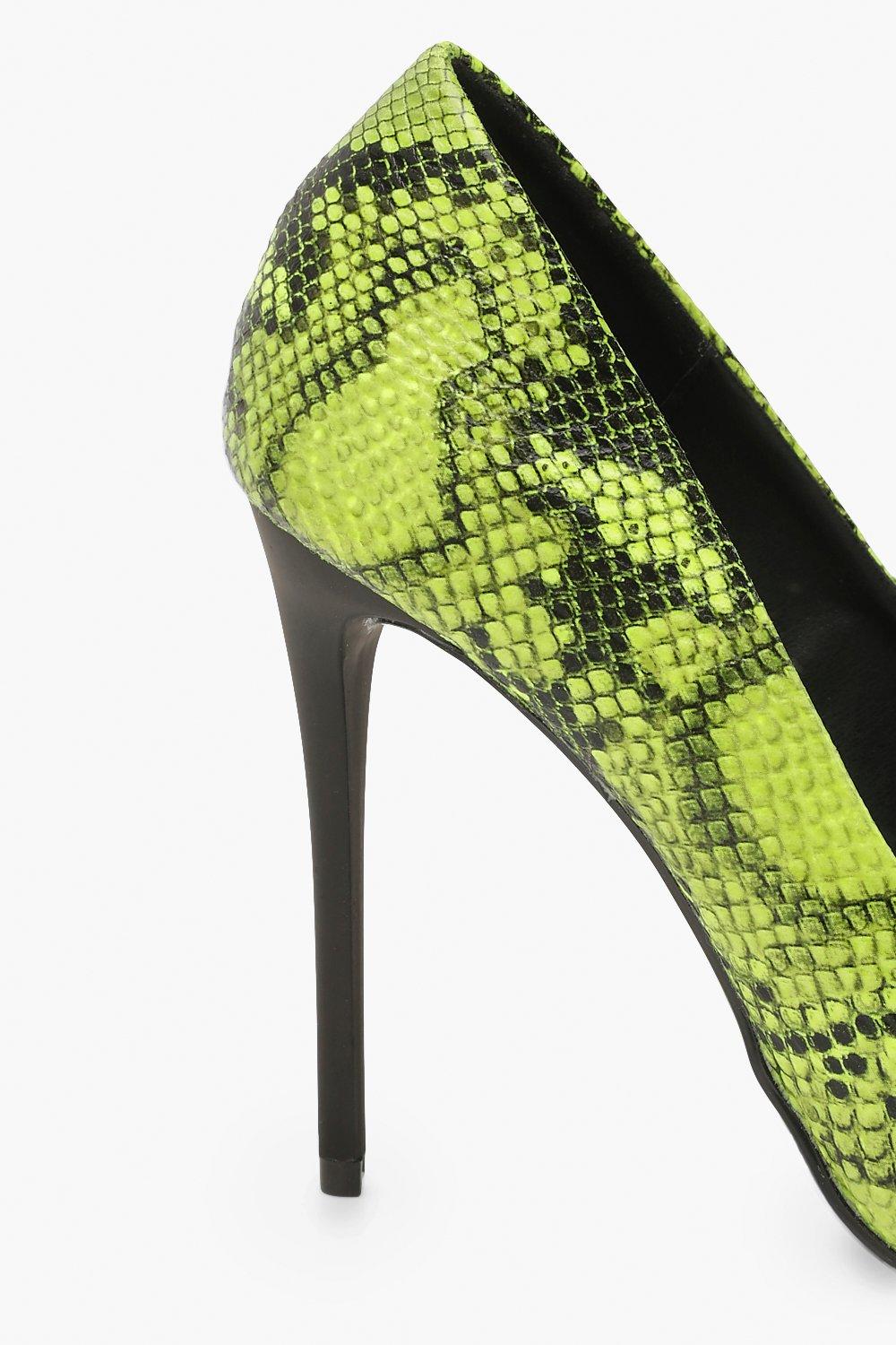 Neon Snake Print Stiletto Heel Courts