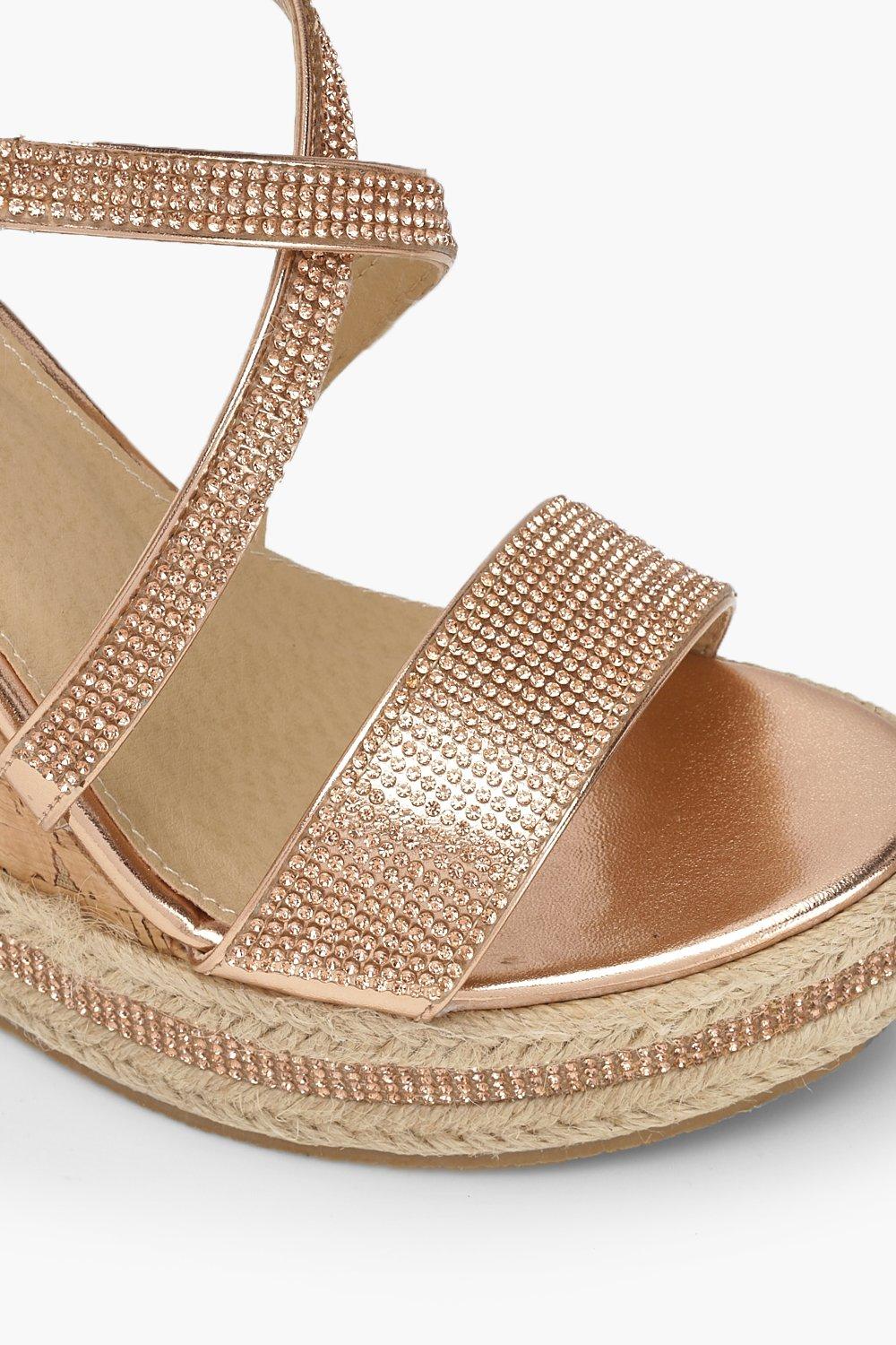 boohoo gold wedges