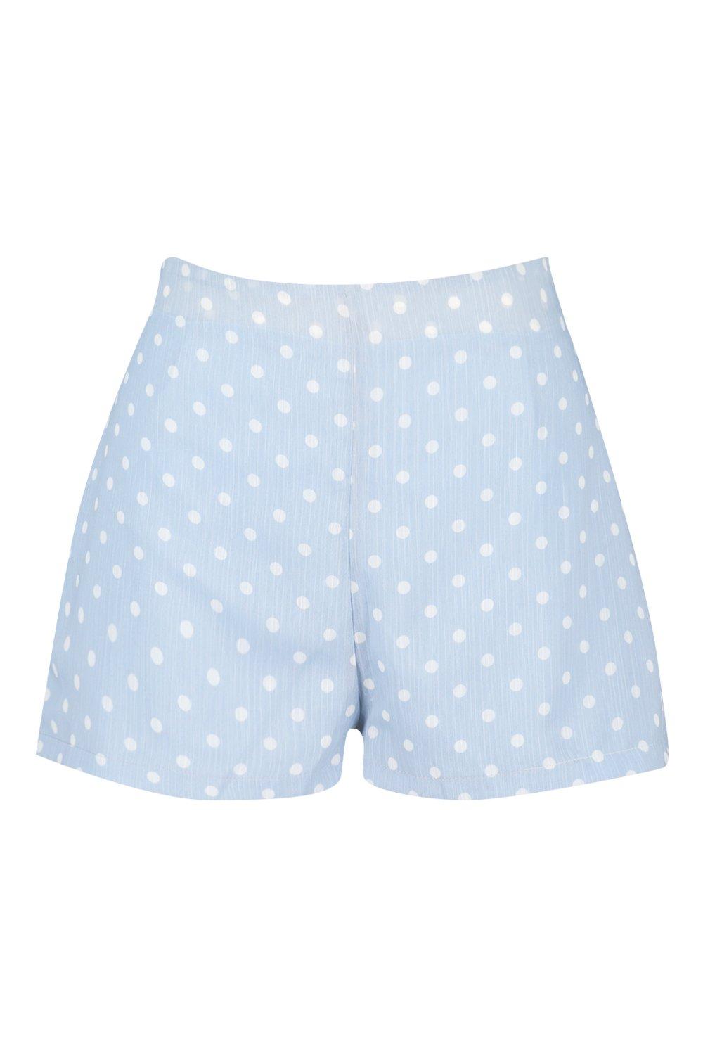 blue polka dot shorts