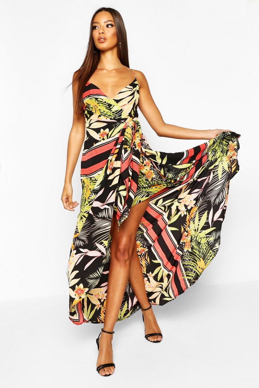 Tropical Print Hanky Hem Maxi Dress image number 1