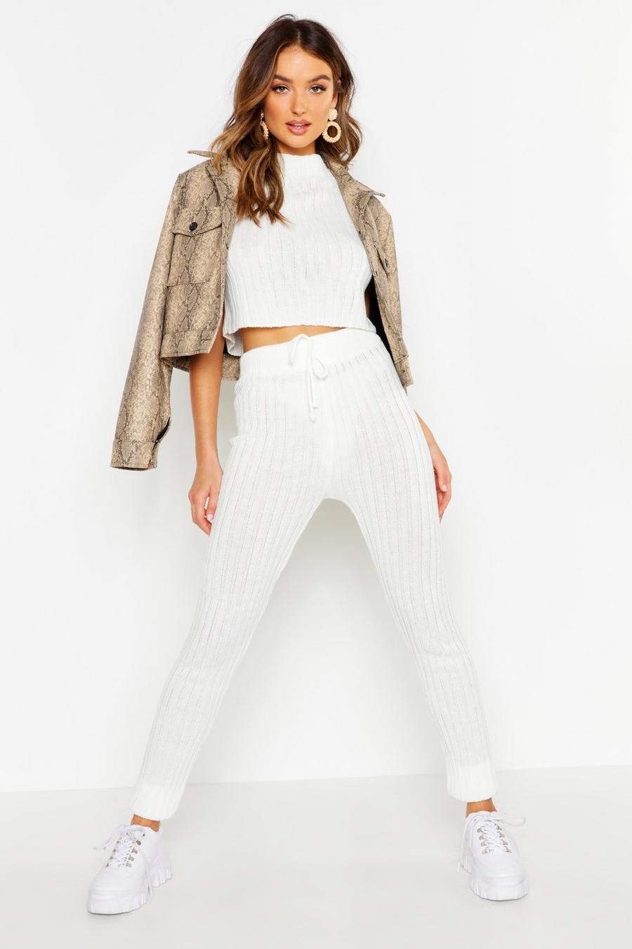 Knitted High Waisted Track Pants image number 1