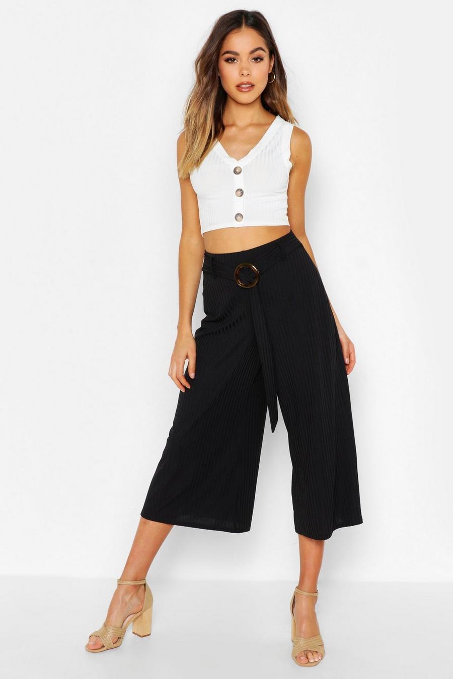 Horn O Ring Ribbed Culottes image number 1