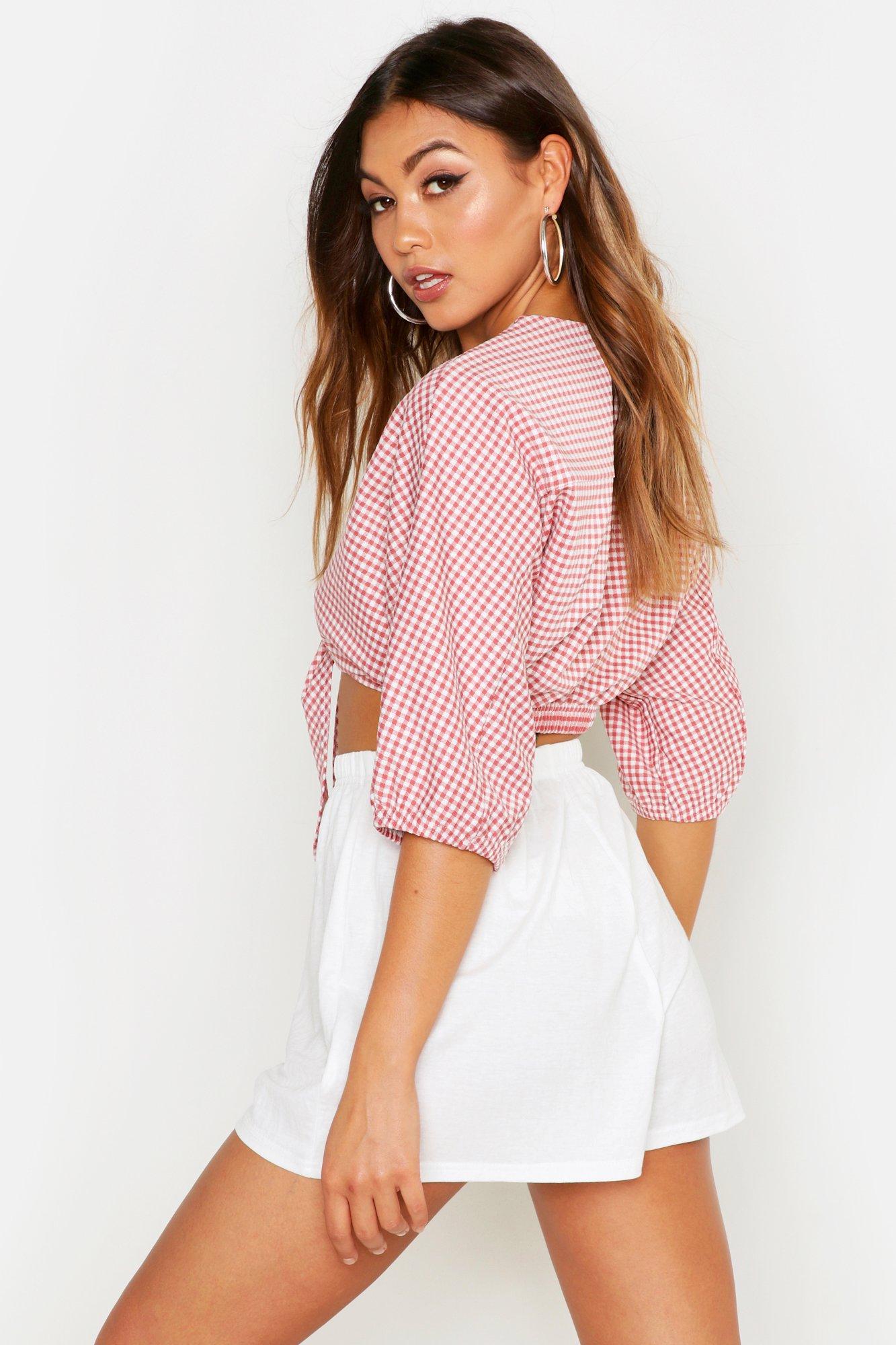 Gingham tie clearance front shirt