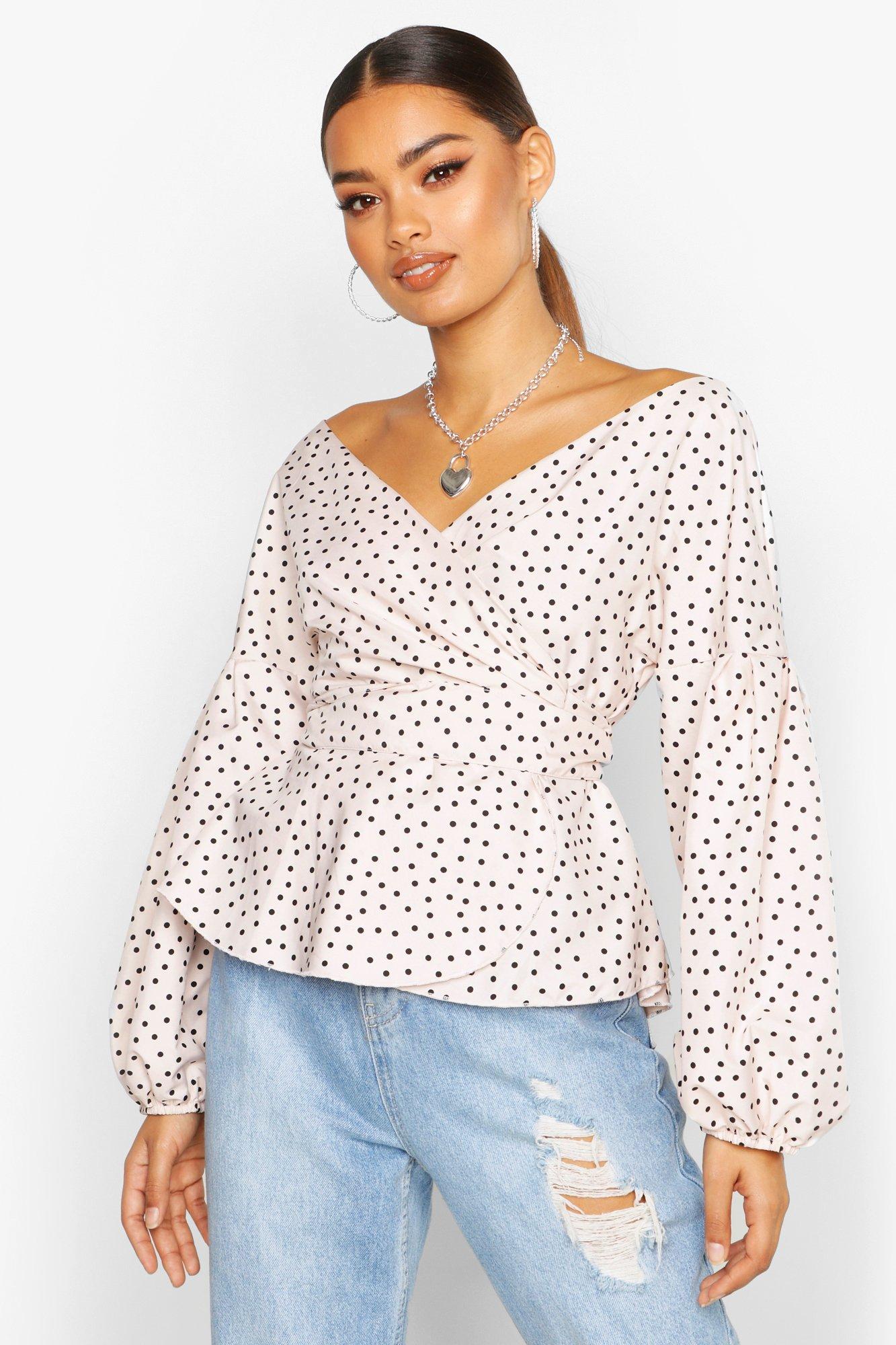 bardot polka dot top