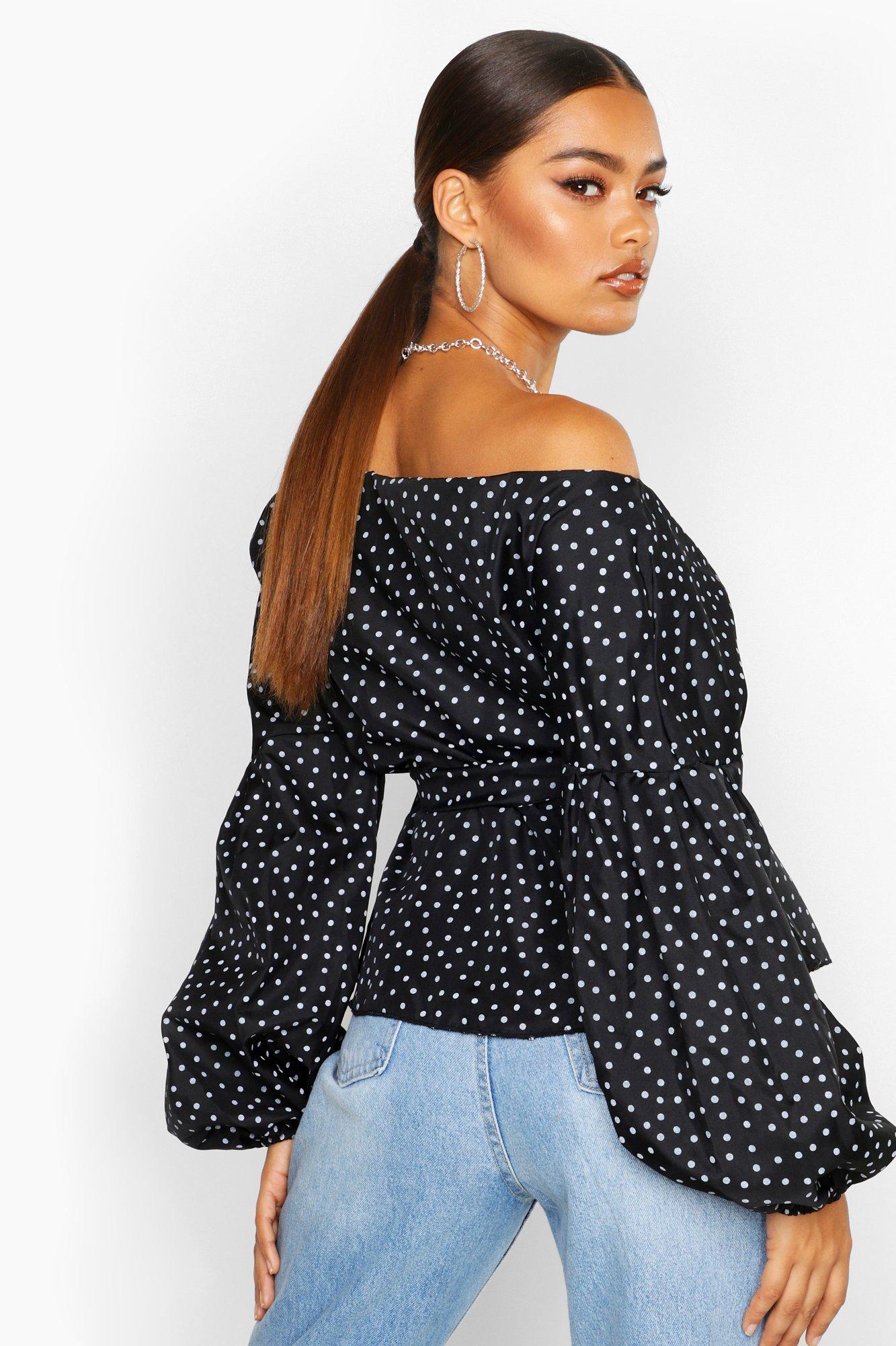 boohoo polka dot blouse