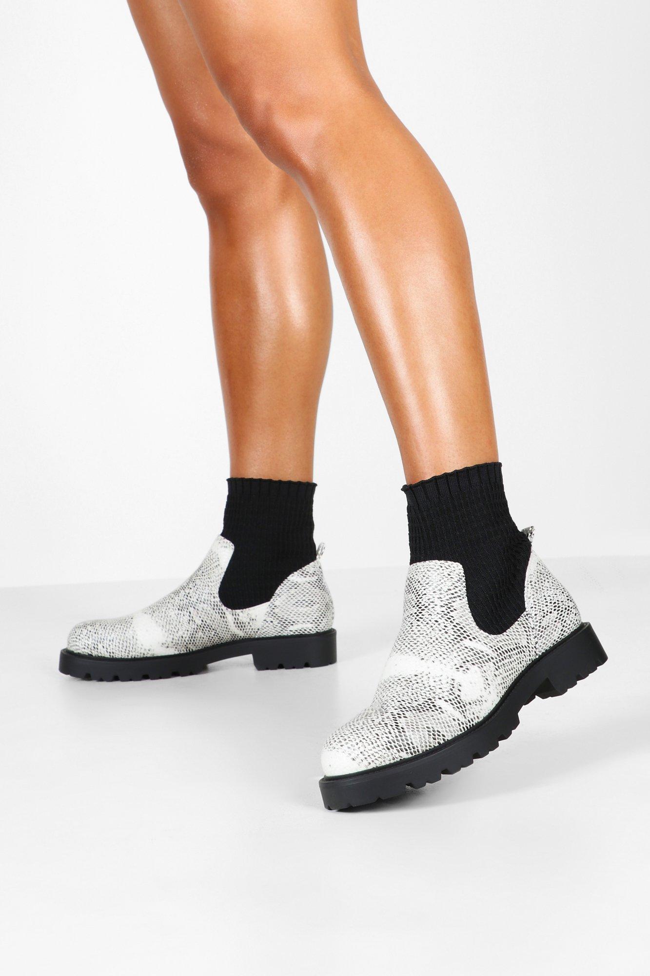 snakeskin sock boots