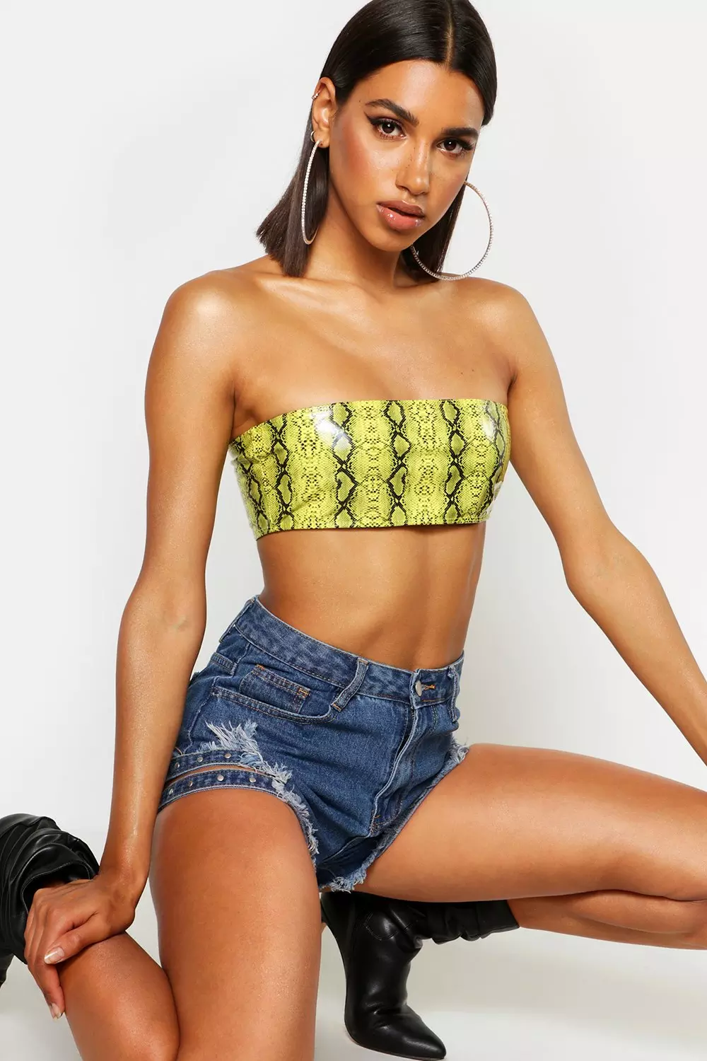 Neon snake sale print crop top