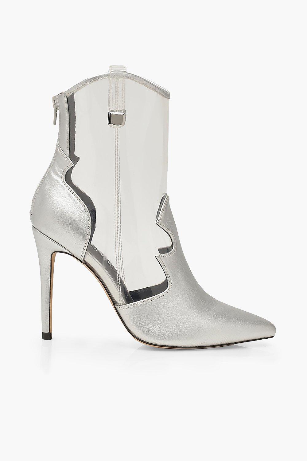 silver heels boohoo