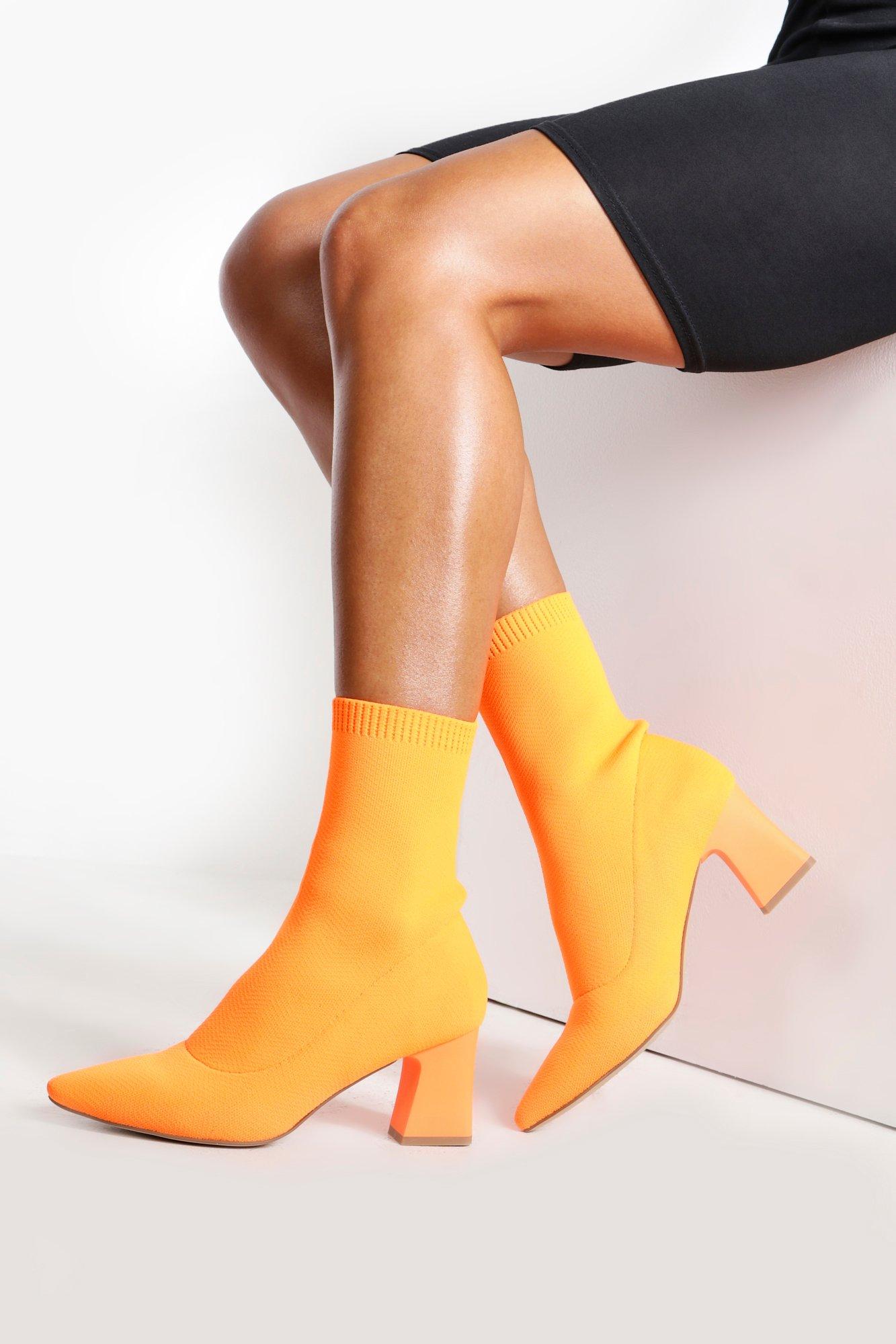 born meggs knit block heel sock boot