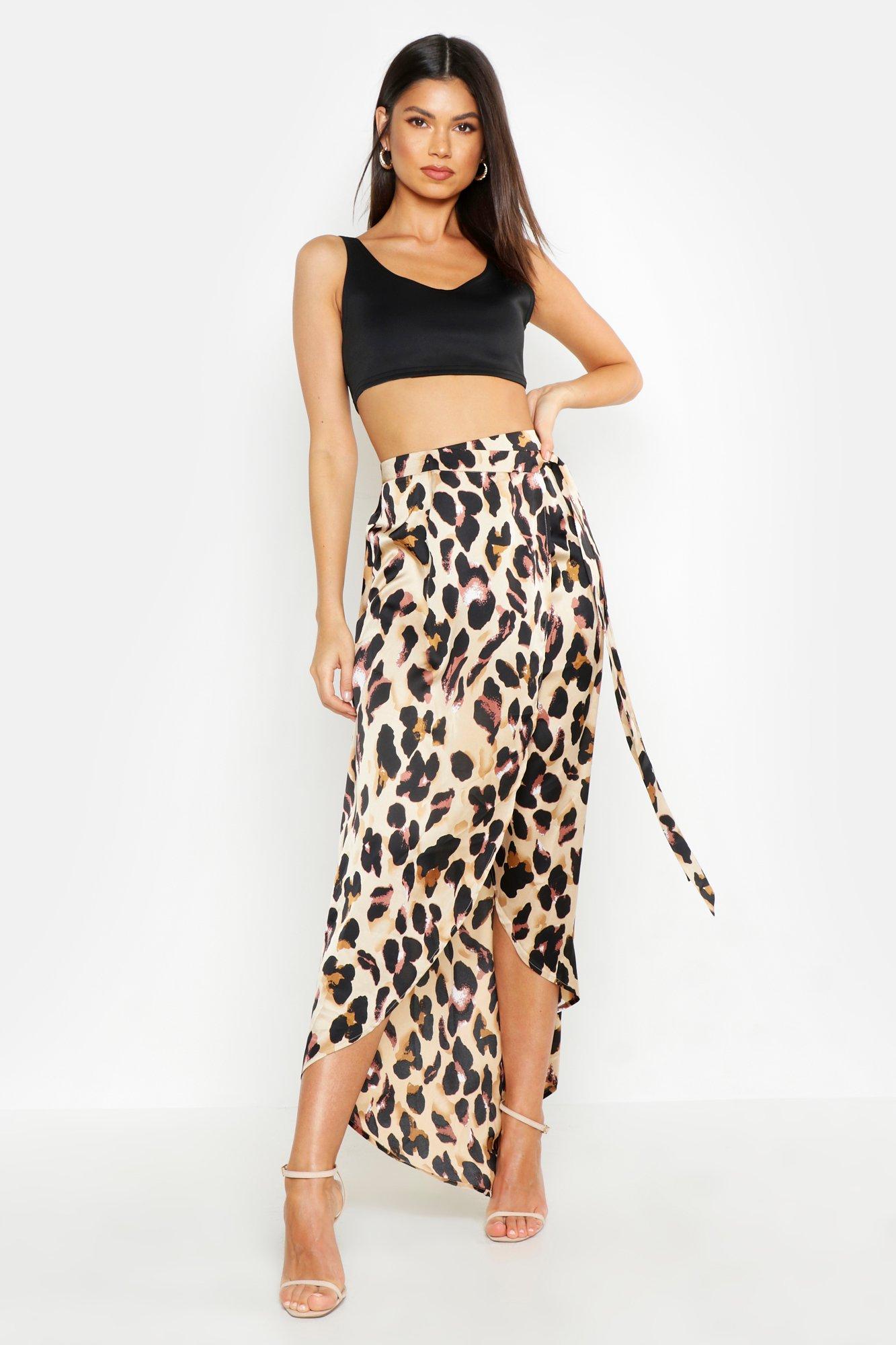 leopard print wrap maxi skirt