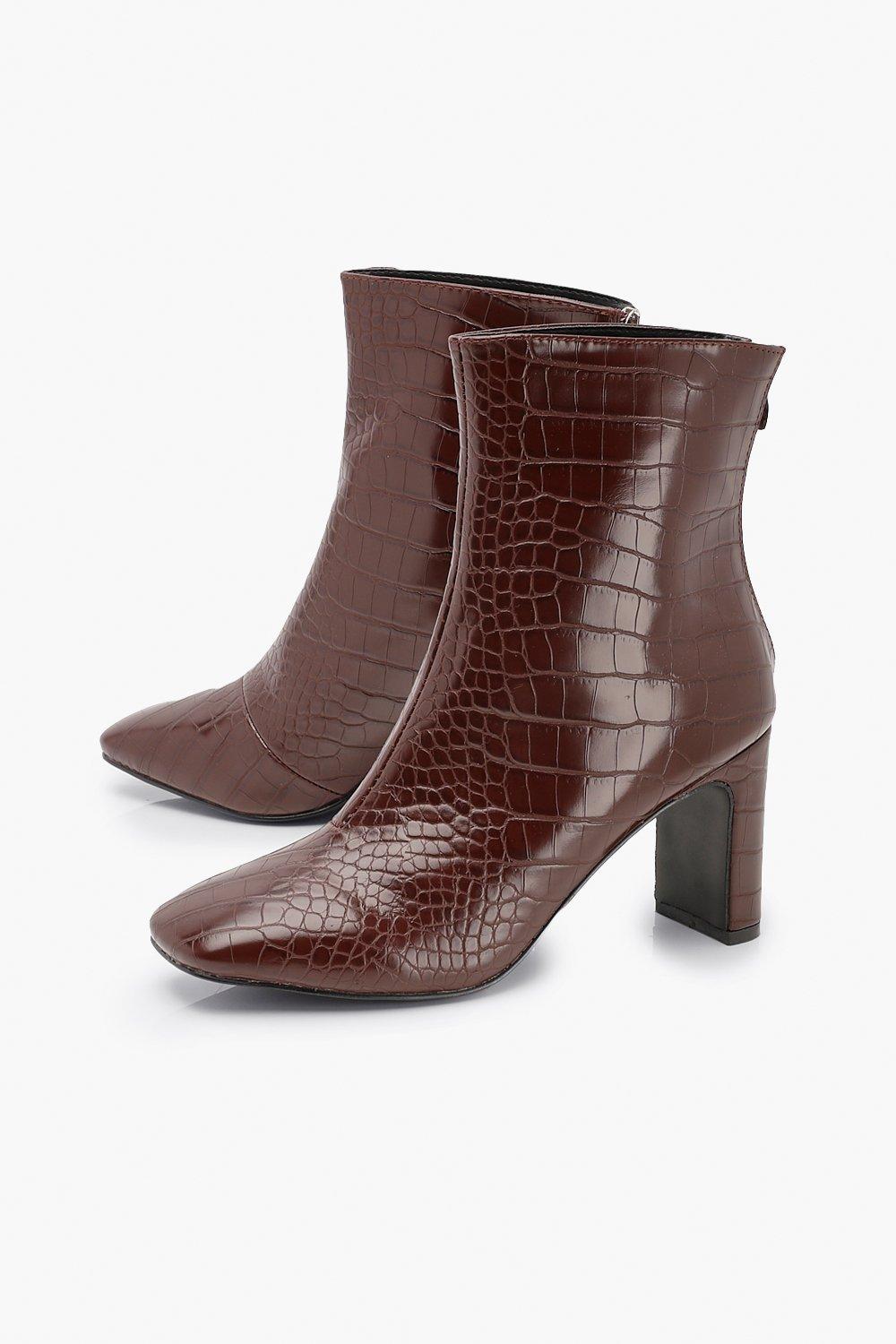 Croc Low Heel Shoe Boots | boohoo
