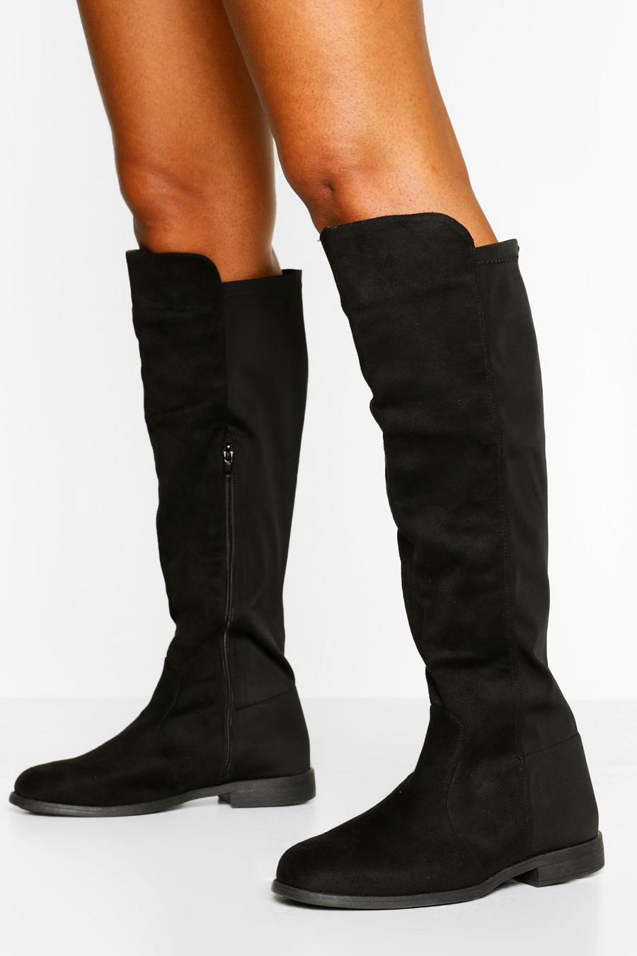 Black Wide Fit Wider Calf Knee High Boots image number 1