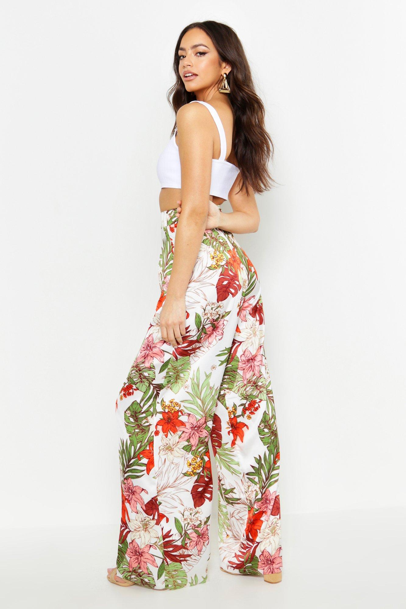 Tropical wide outlet leg trousers