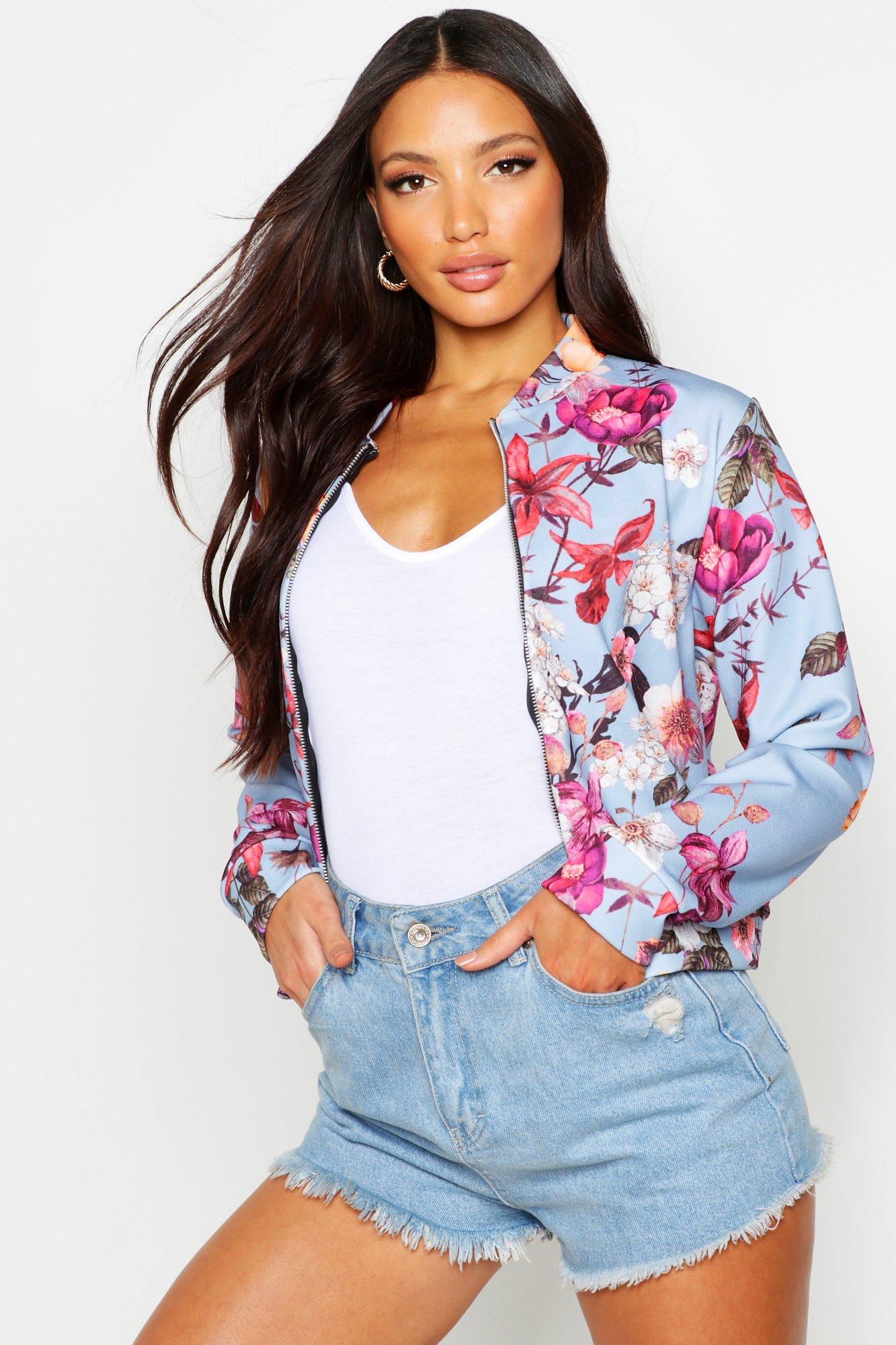 floral printed bomber jacket